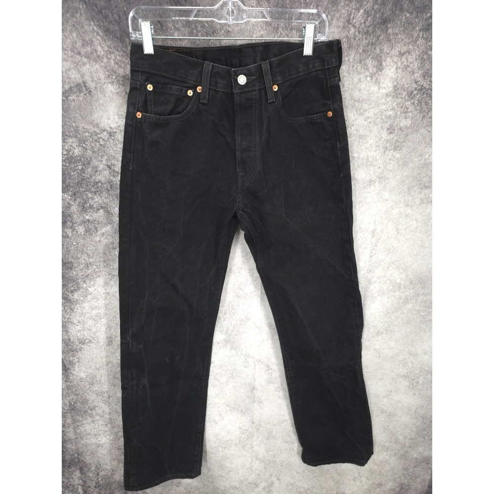 Levi's 501 Jeans Mens 30 X 30 Black Denim Straight Button Fly Dark Wash Cotton